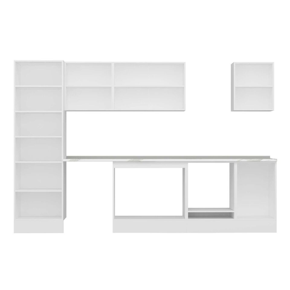 Alvinka 320X210 Cm Klasik Mebran Mutfak Dolabı Mb-E90B60S50-3 Mebran | Beyaz - Suntalam