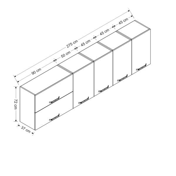 Minar 275 Cm Mutfak Dolabı Beyaz 275-B2-Üst Modül