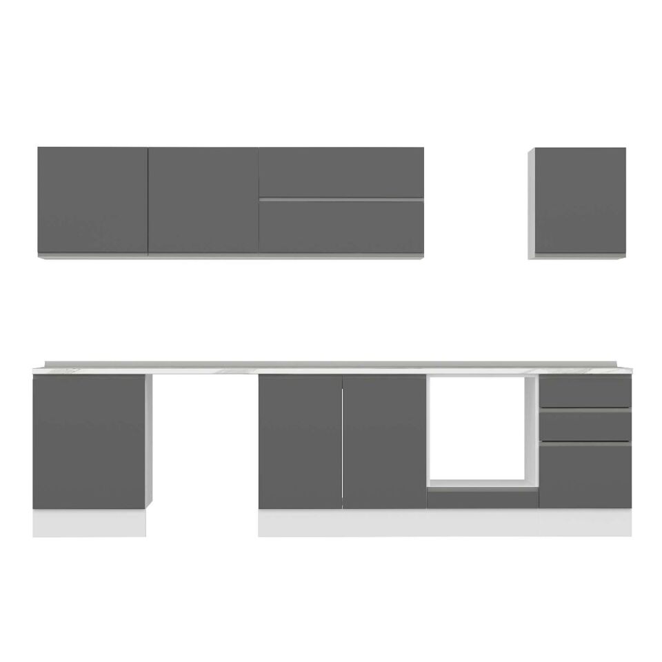 Alvinka 310X210 Cm High Gloss Mutfak Dolabı M-E80S60S50-2 High Gloss | Antrasit - Suntalam