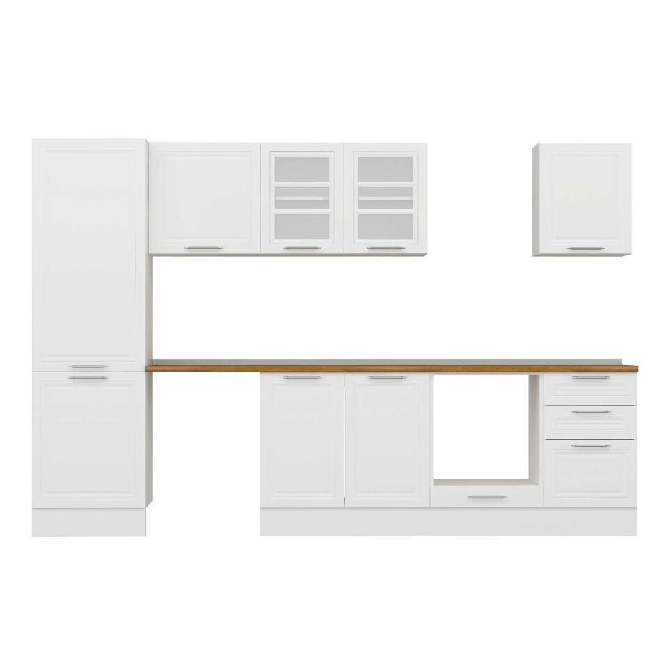 Alvinka 320X210 Cm Klasik Mebran Mutfak Dolabı Mb-E90B60S50-3 Mebran | Beyaz - Mdf