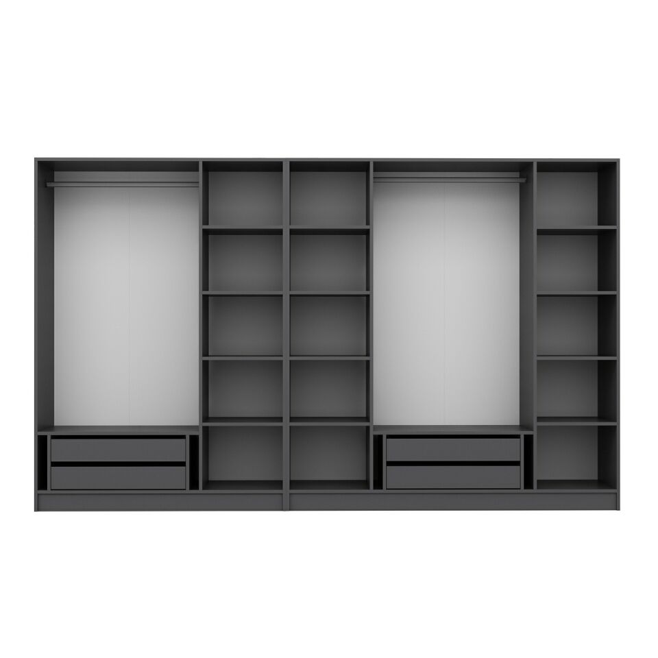 Nisa Plus 7 Kapaklı 4 Çekmece Dolap Antrasit Mebran Reflekte Cam