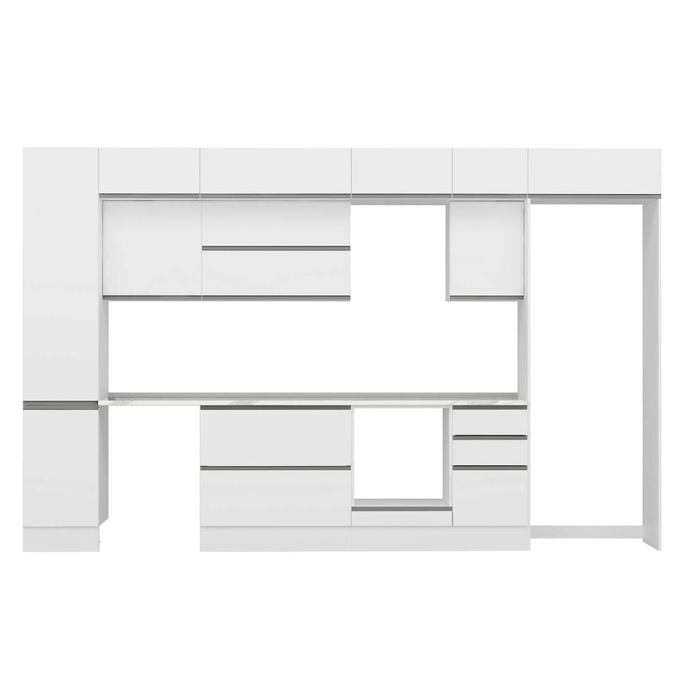 Alvinka 380X240 Cm High Gloss Mutfak Dolabı Mbb-E90B45S45-2 High Gloss | Beyaz - Suntalam