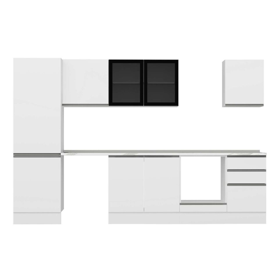 Alvinka 310X210 Cm High Gloss Mutfak Dolabı M-E80S60S50-3 High Gloss | Beyaz - Mdf