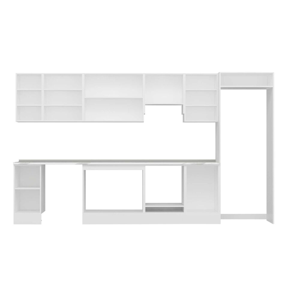 Alvinka 380X222 Cm High Gloss Mutfak Dolabı Mb-E90S40S50-1 High Gloss | Beyaz - Mdf