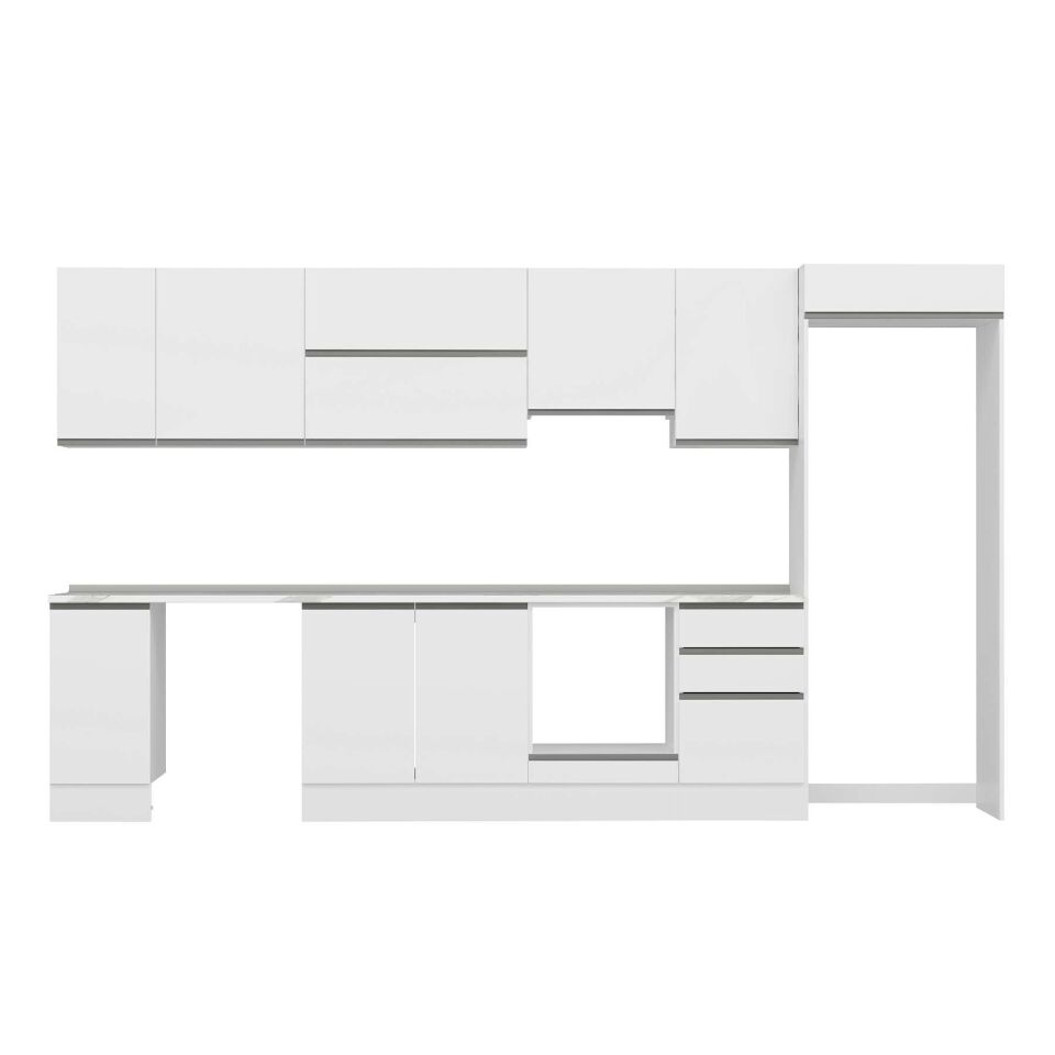 Alvinka 380X222 Cm High Gloss Mutfak Dolabı Mb-E90S40S50-1 High Gloss | Beyaz - Mdf