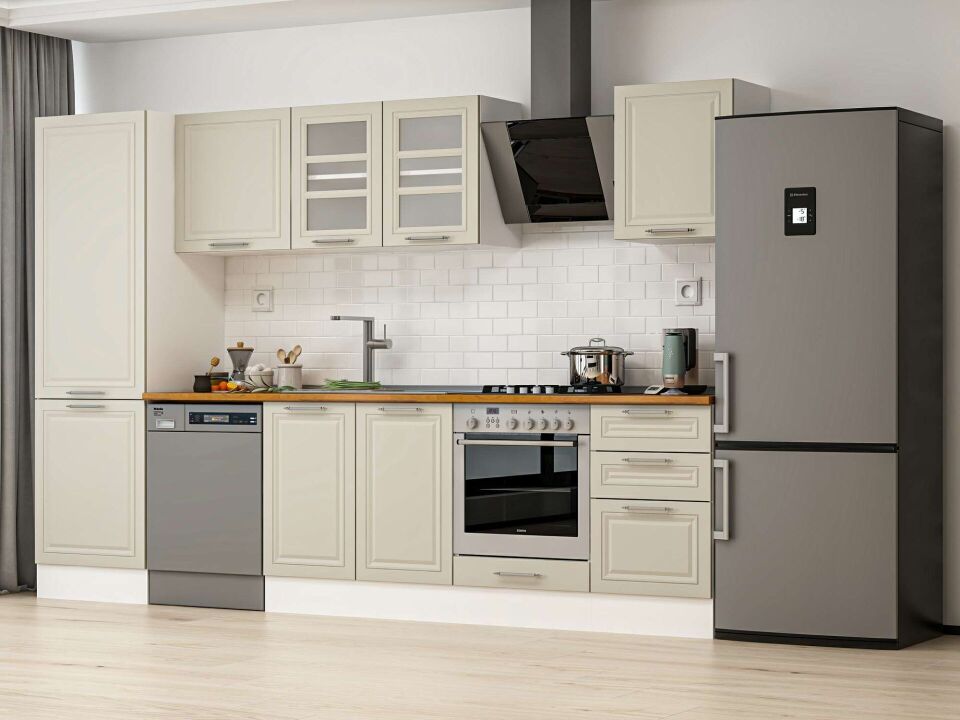 Alvinka 320X210 Cm Klasik Mebran Mutfak Dolabı Mb-E90B60S50-3 Mebran | Kumtaşı - Mdf