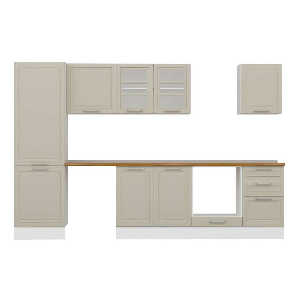 Alvinka 320X210 Cm Klasik Mebran Mutfak Dolabı Mb-E90B60S50-3 Mebran | Kumtaşı - Mdf