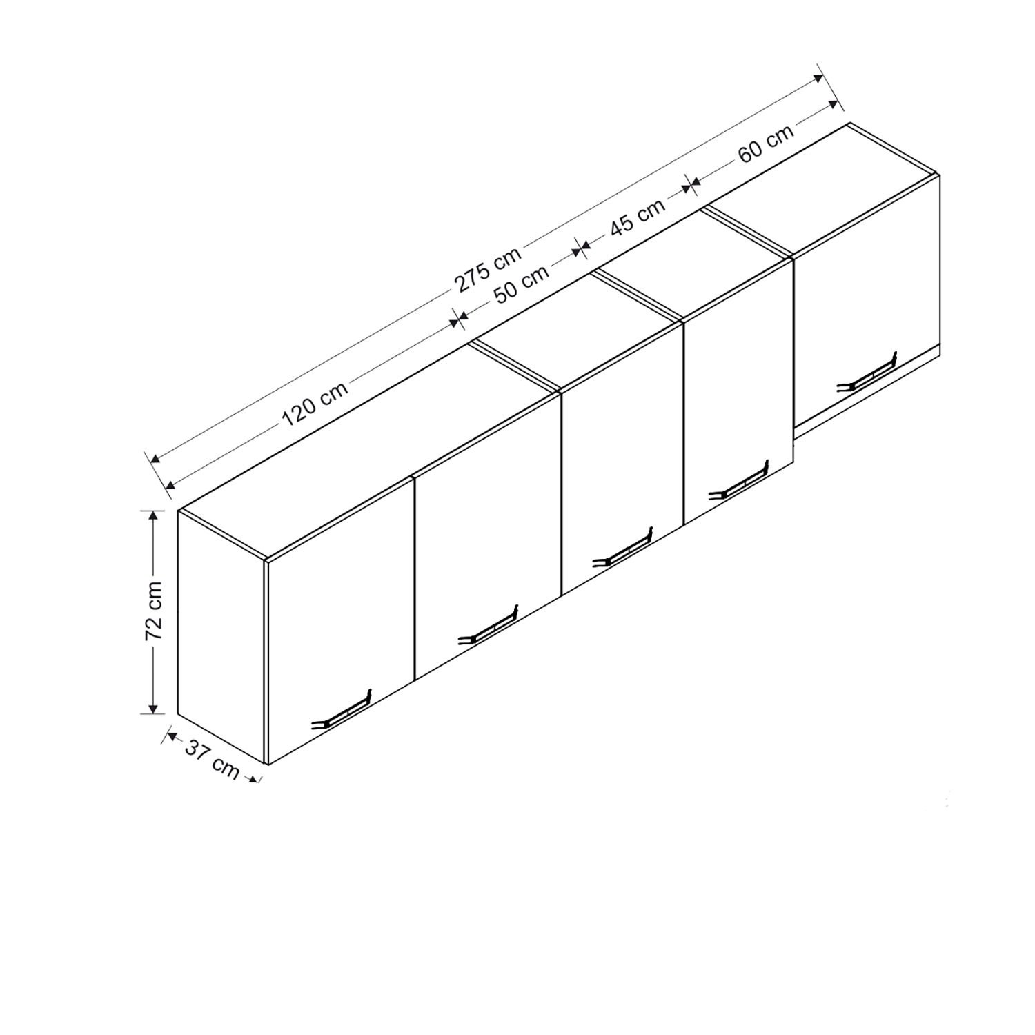 Minar 275 Cm Mutfak Dolabı Beyaz 275-B7-Üst Modül
