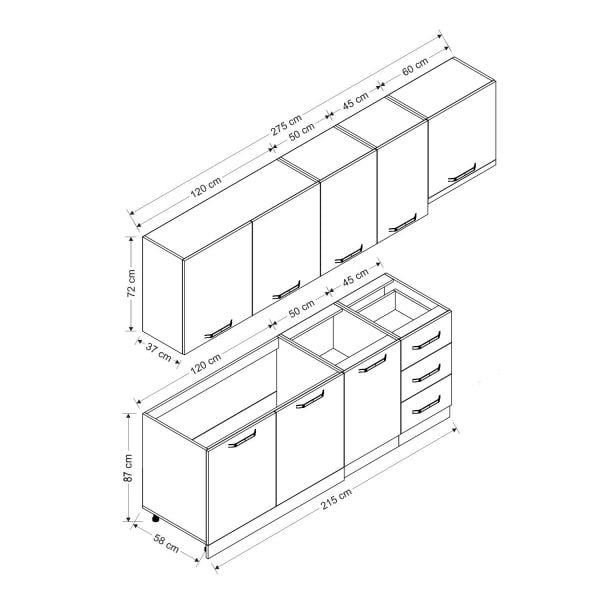 Minar 275 Cm Mutfak Dolabı Beyaz 275-B7