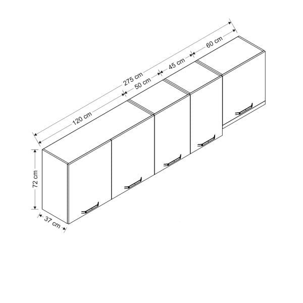 Minar 275 Cm Mutfak Dolabı Beyaz 275-B8-Üst Modül