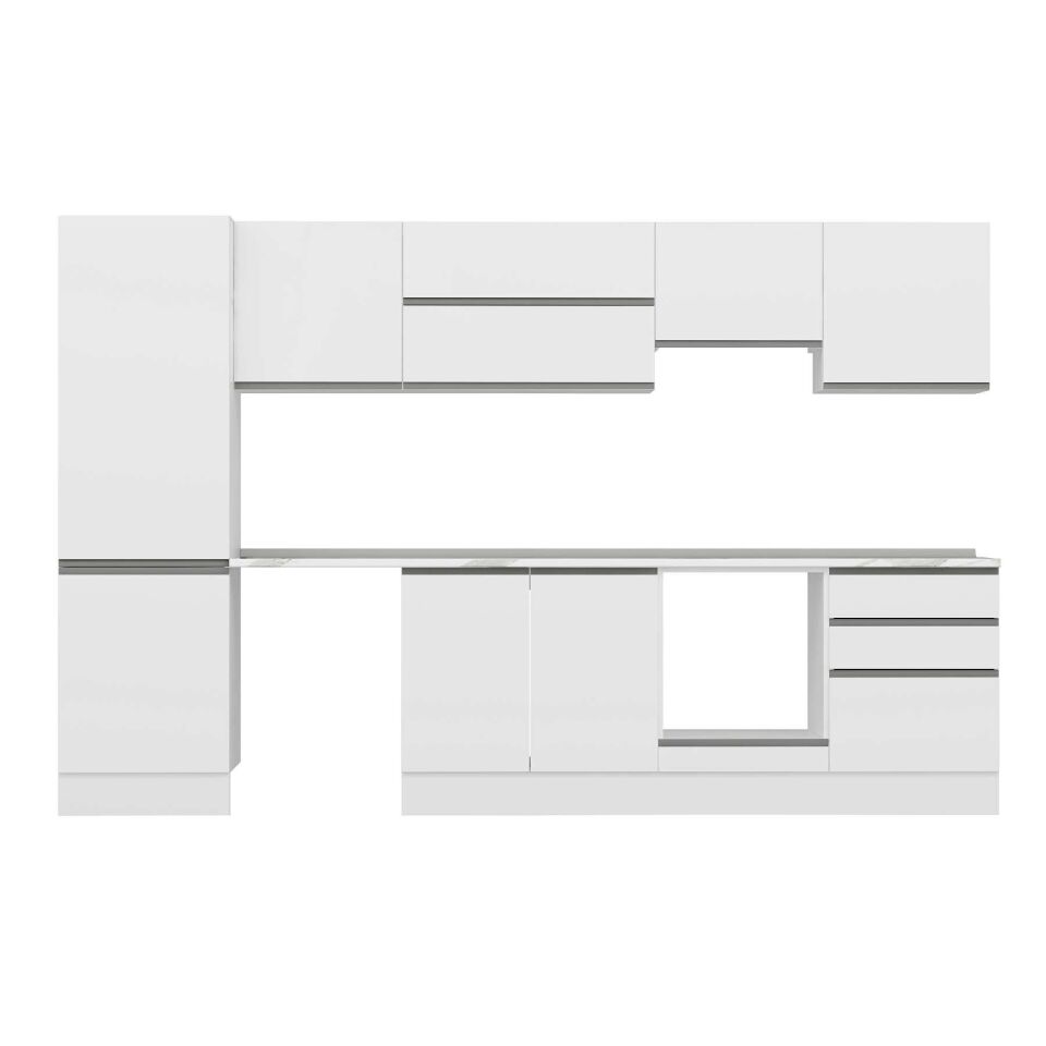 Alvinka 320X210 Cm High Gloss Mutfak Dolabı M-E80S60S60-1 High Gloss | Beyaz - Mdf