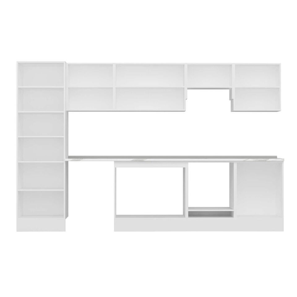 Alvinka 330X210 Cm Klasik Mebran Mutfak Dolabı Mb-E90B60S60-1 Mebran | Beyaz - Mdf