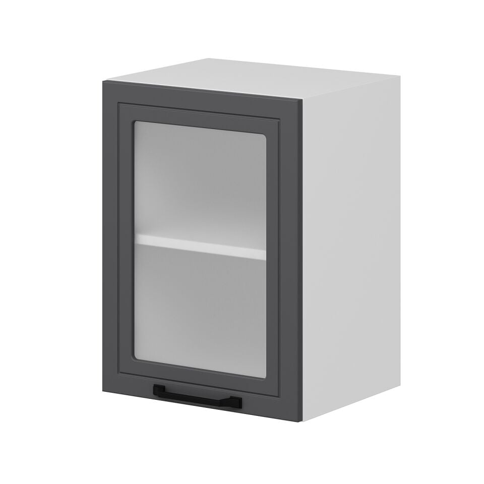 Alvinka Mutfak Modül Mbr_A Üst 1Dk1R 45-H60Cm Dolap Cam Beyaz Antrasit