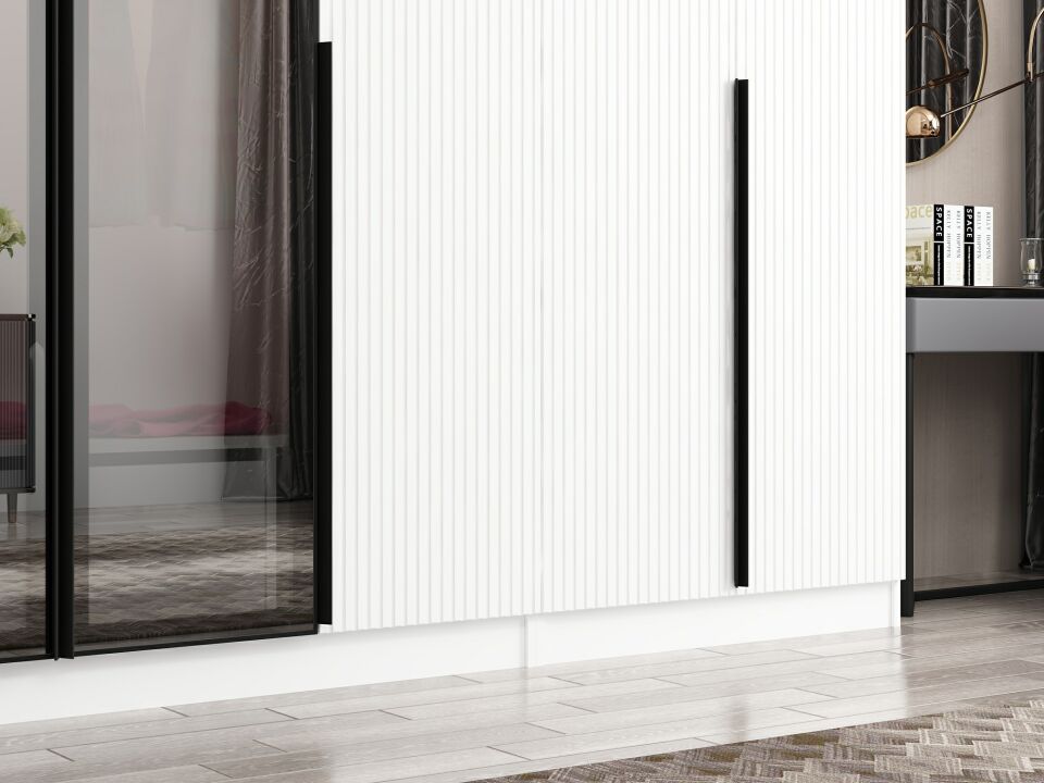 Nisa Plus 7 Kapaklı 2 Çekmece Dolap Beyaz Mebran Reflekte Cam