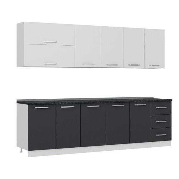 Minar 275 Cm Mutfak Dolabı Beyaz Antrasit 275-A2