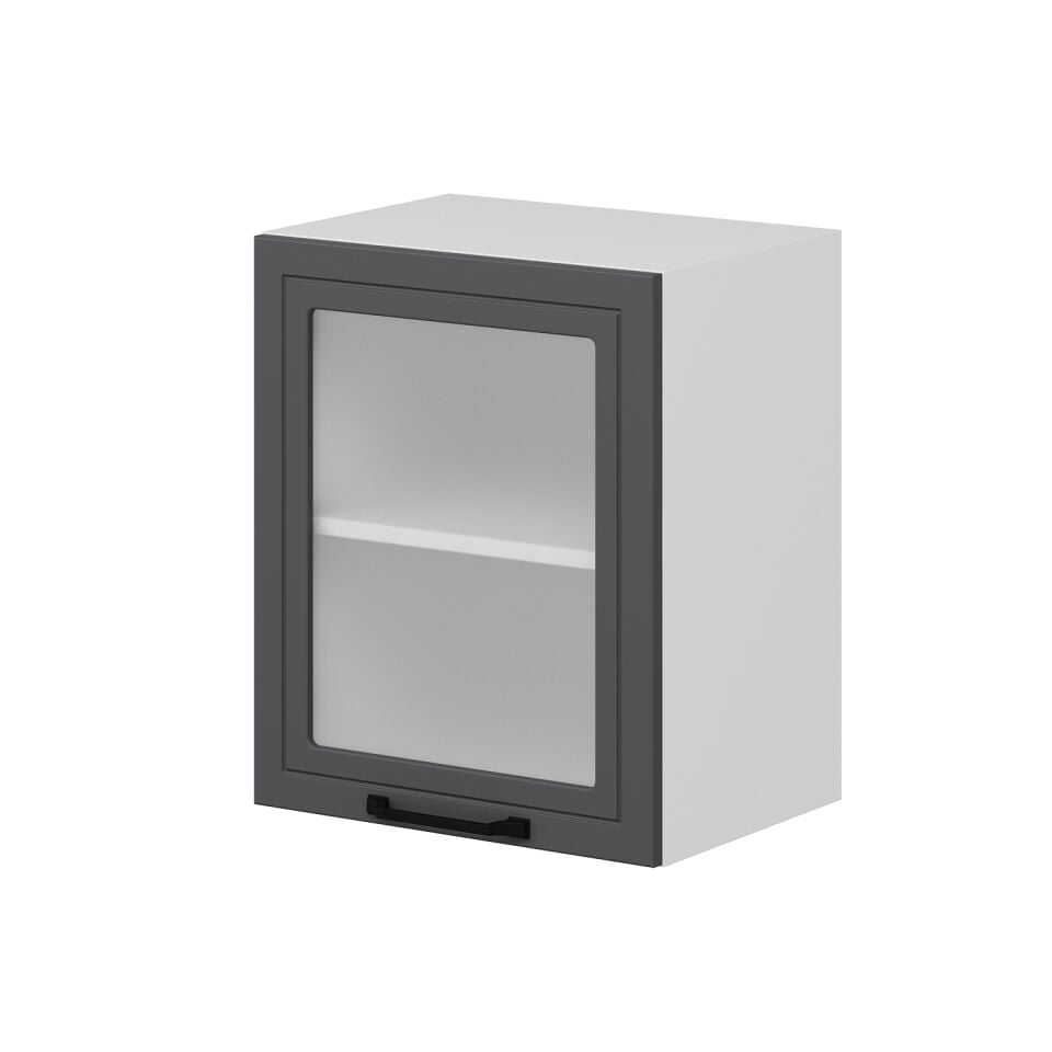 Alvinka Mutfak Modül Mbr_A Üst 1Dk1R 50-H60Cm Dolap Cam Beyaz Antrasit