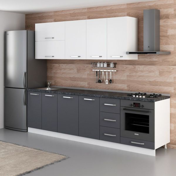 Minar 275 Cm Mutfak Dolabı Beyaz Antrasit 275-A3