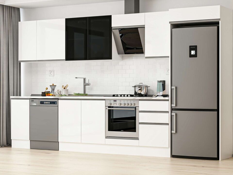 Alvinka 380X222 Cm High Gloss Mutfak Dolabı Mb-E90S40S50-3 High Gloss | Beyaz - Suntalam