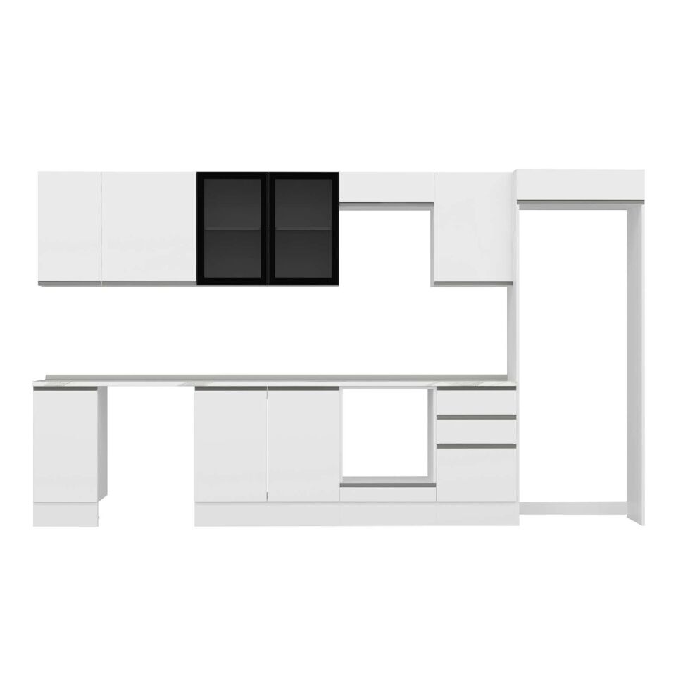 Alvinka 380X222 Cm High Gloss Mutfak Dolabı Mb-E90S40S50-3 High Gloss | Beyaz - Suntalam