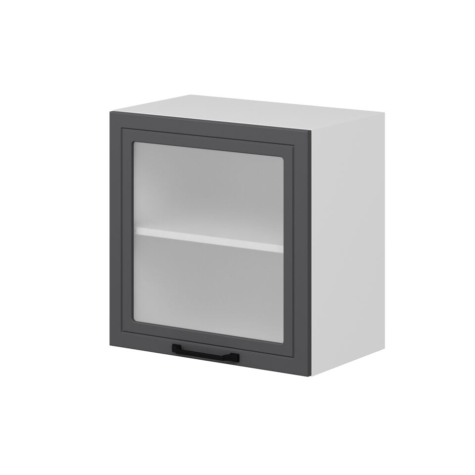 Alvinka Mutfak Modül Mbr_A Üst 1Dk1R 60-H60Cm Dolap Cam Beyaz Antrasit