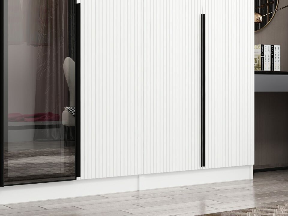 Nisa Plus 8 Kapaklı 2 Çekmece Dolap Beyaz Mebran Reflekte Cam