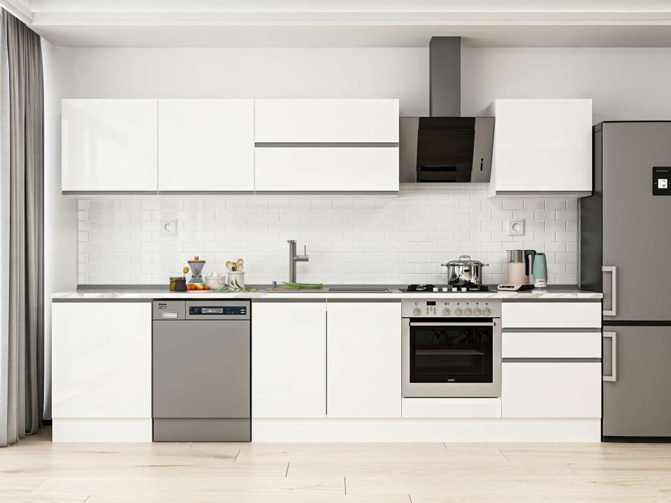 Alvinka 320X210 Cm High Gloss Mutfak Dolabı M-E80S60S60-2 High Gloss | Beyaz - Mdf