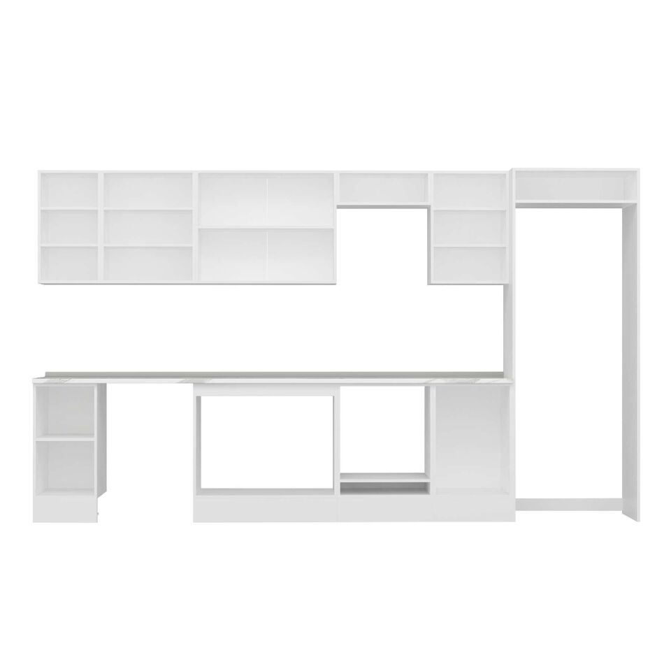 Alvinka 380X222 Cm High Gloss Mutfak Dolabı Mb-E90S40S50-3 High Gloss | Beyaz - Mdf