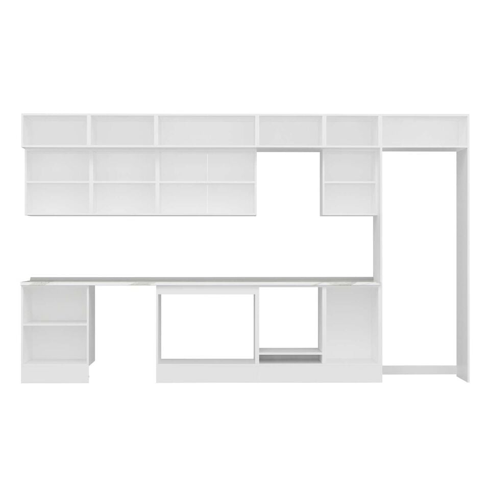 Alvinka 400X240 Cm Klasik Mebran Mutfak Dolabı Mb-E90S60S50-2 Mebran | Beyaz - Mdf