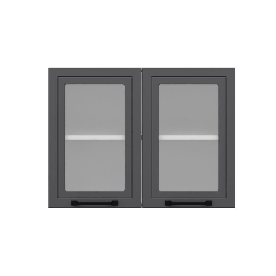 Alvinka Mutfak Modül Mbr_A Üst 2Dk1R 80-H60Cm Dolap Cam Beyaz Antrasit