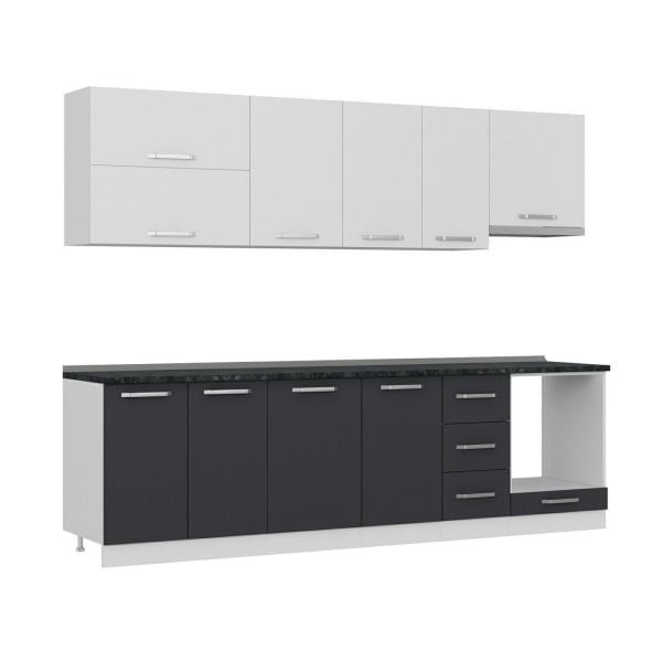 Minar 275 Cm Mutfak Dolabı Beyaz Antrasit 275-A5