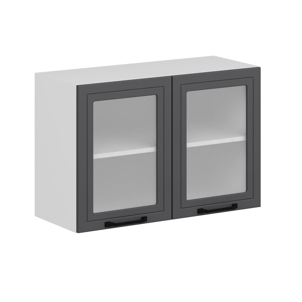 Alvinka Mutfak Modül Mbr_A Üst 2Dk1R 90-H60Cm Dolap Cam Beyaz Antrasit