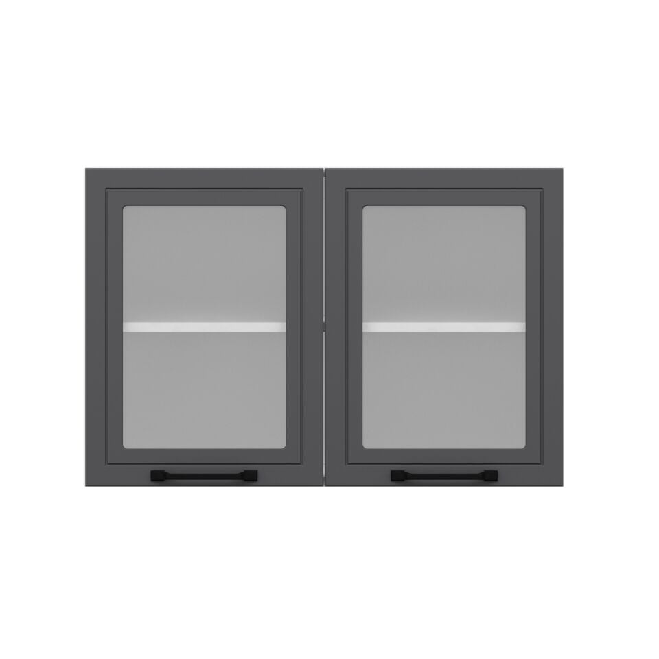 Alvinka Mutfak Modül Mbr_A Üst 2Dk1R 90-H60Cm Dolap Cam Beyaz Antrasit