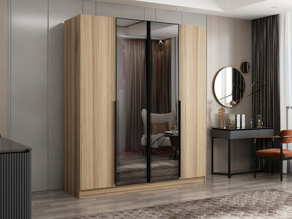 Nisa Plus 4 Kapaklı 2 Çekmece Dolap Dore Plus Dore Reflekte Cam