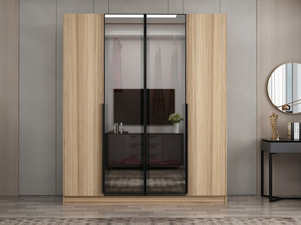 Nisa Plus 4 Kapaklı 2 Çekmece Dolap Dore Plus Dore Reflekte Cam