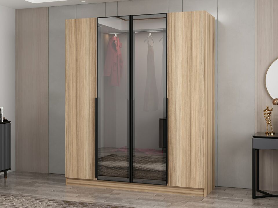 Nisa Plus 4 Kapaklı 2 Çekmece Dolap Dore Plus Dore Reflekte Cam