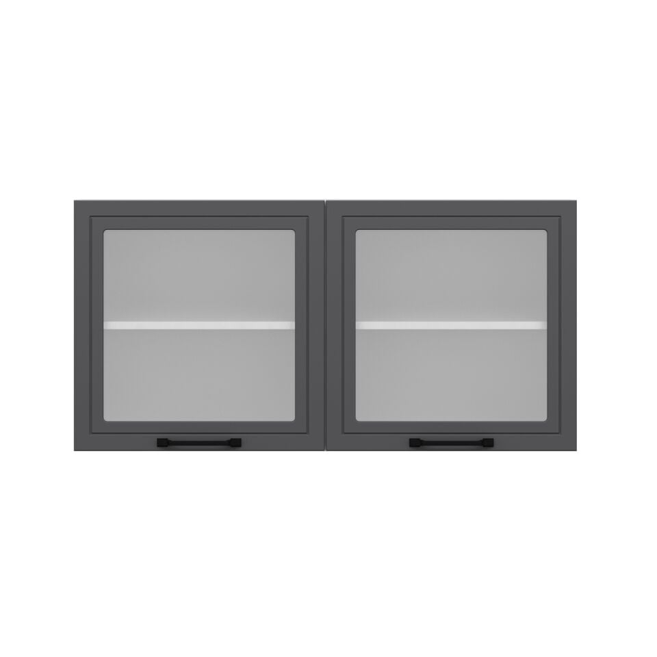 Alvinka Mutfak Modül Mbr_A Üst 2Dk1R 120-H60Cm Dolap Cam Beyaz Antrasit