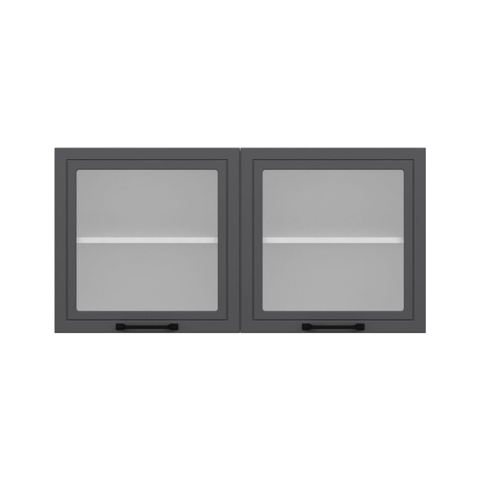 Alvinka Mutfak Modül Mbr_A Üst 2Dk1R 120-H60Cm Dolap Cam Beyaz Antrasit