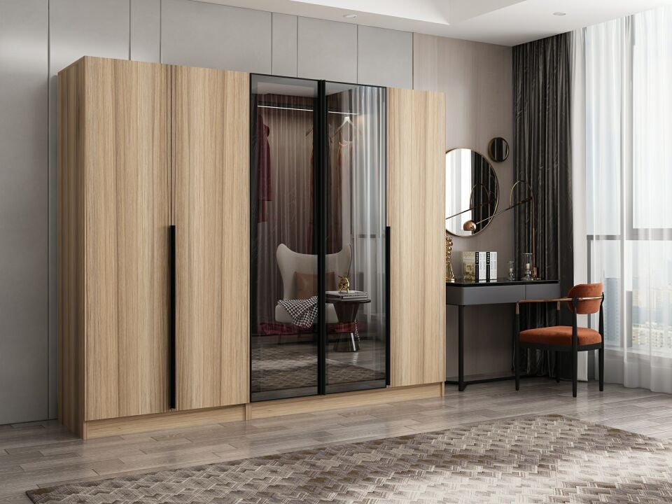 Nisa Plus 5 Kapaklı 2 Çekmece Dolap Dore Plus Dore Reflekte Cam