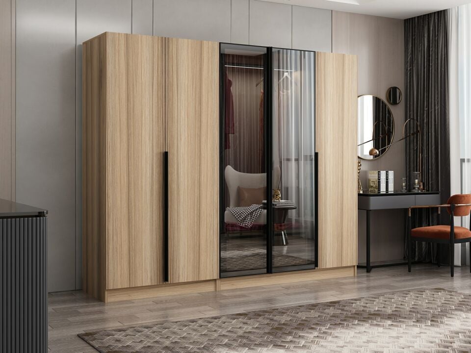 Nisa Plus 5 Kapaklı 2 Çekmece Dolap Dore Plus Dore Reflekte Cam