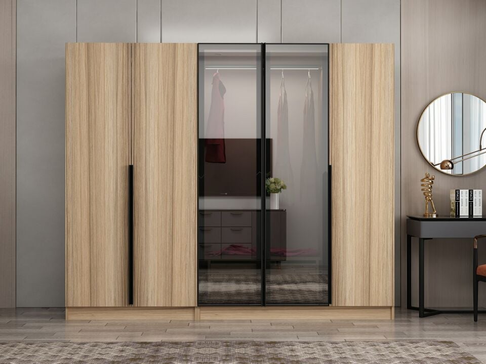 Nisa Plus 5 Kapaklı 2 Çekmece Dolap Dore Plus Dore Reflekte Cam