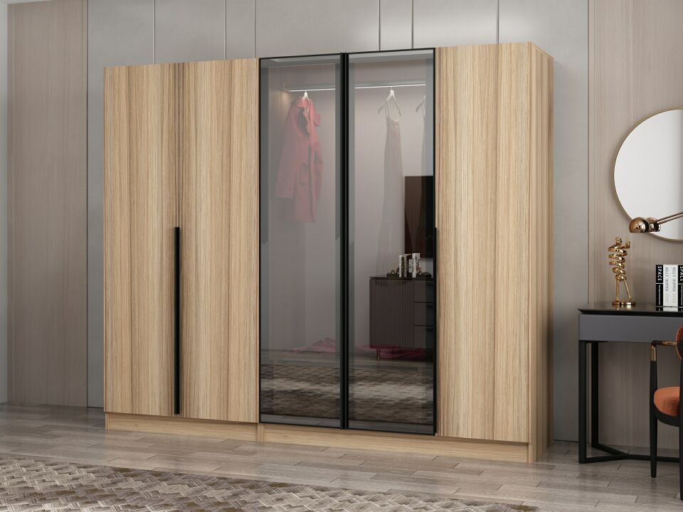 Nisa Plus 5 Kapaklı 2 Çekmece Dolap Dore Plus Dore Reflekte Cam