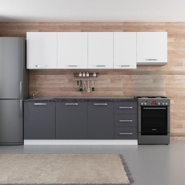 Minar 275 Cm Mutfak Dolabı Beyaz Antrasit 275-A7