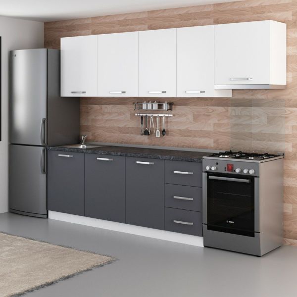 Minar 275 Cm Mutfak Dolabı Beyaz Antrasit 275-A7