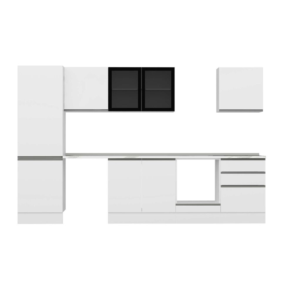 Alvinka 320X210 Cm High Gloss Mutfak Dolabı M-E80S60S60-3 High Gloss | Beyaz - Suntalam