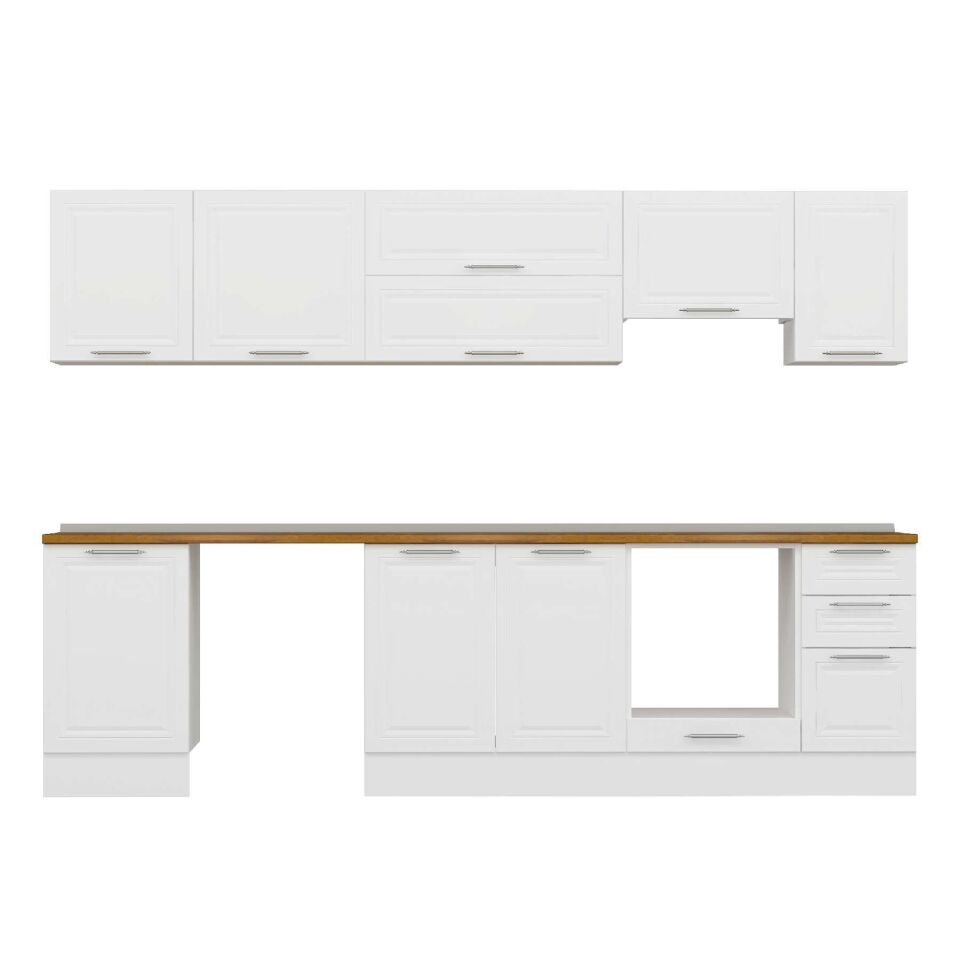 Alvinka 290X210 Cm Klasik Mebran Mutfak Dolabı M-E80S50S40-1 Mebran | Beyaz - Suntalam
