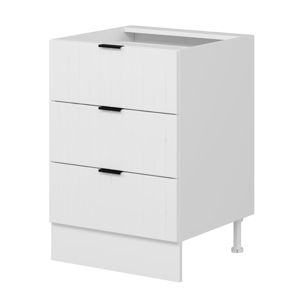 Alvinka Mutfak Modül Mbr_B Alt 3Ç 60Cm Dolap Beyaz Beyaz Mdf