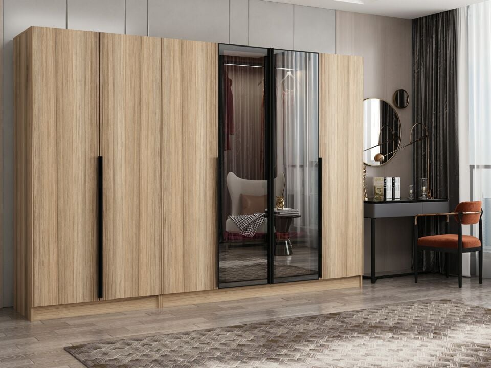 Nisa Plus 6 Kapaklı 2 Çekmece Dolap Dore Plus Dore Reflekte Cam