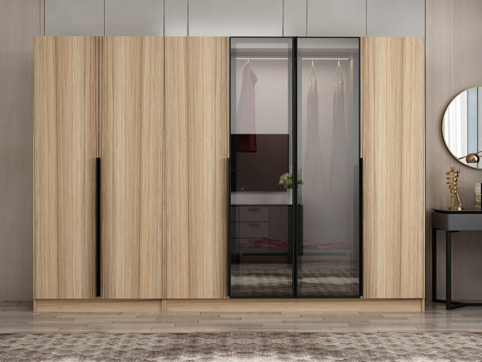 Nisa Plus 6 Kapaklı 2 Çekmece Dolap Dore Plus Dore Reflekte Cam