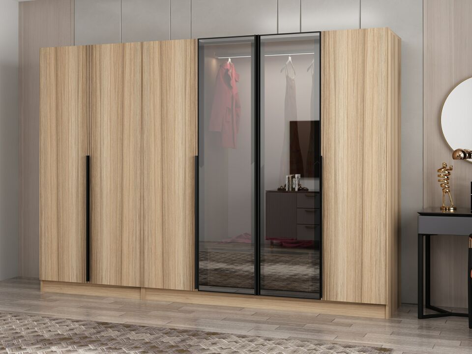 Nisa Plus 6 Kapaklı 2 Çekmece Dolap Dore Plus Dore Reflekte Cam