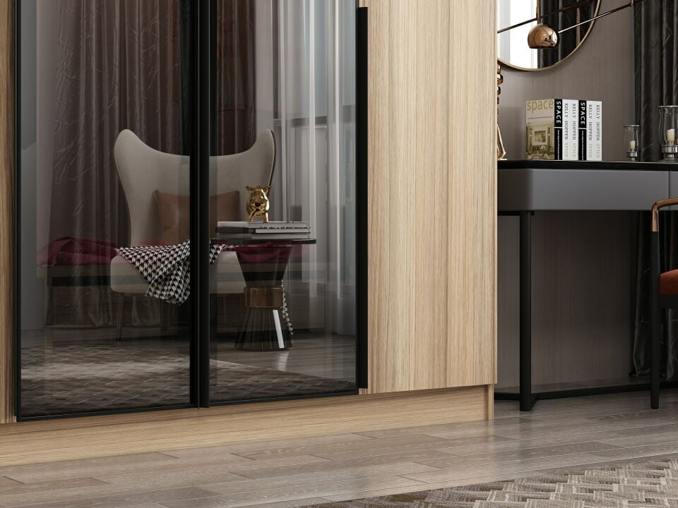 Nisa Plus 6 Kapaklı 2 Çekmece Dolap Dore Plus Dore Reflekte Cam